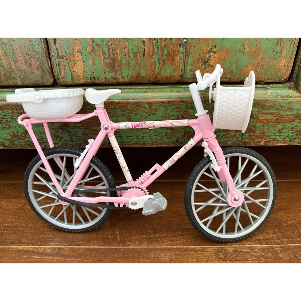 Vintage 1996 Barbie Country Ride Pink Bike Bicycle With Basket Mattel